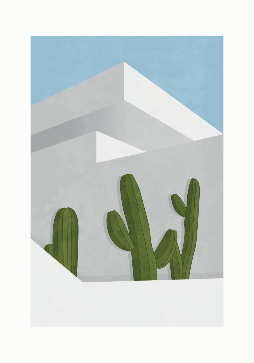Poster Sombras do cacto, arquitetura moderna do deserto