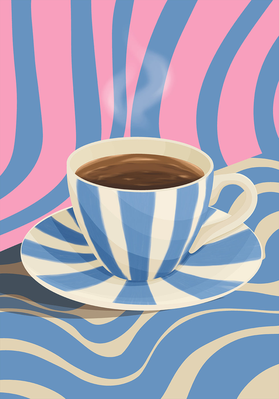 Póster de xícara de café listrada