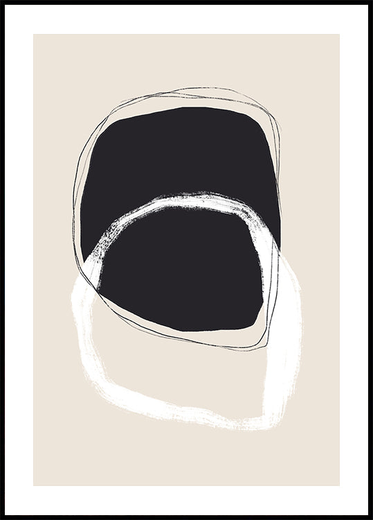 Formas em preto e branco com linhas fluidas