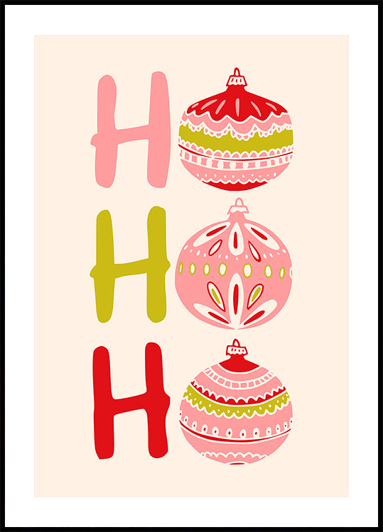 Póster HoHoHo Pequena Ilustração de Natal Alegre