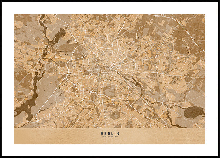 Mapa vintage sépia de Berlim na Alemanha (NOVO)