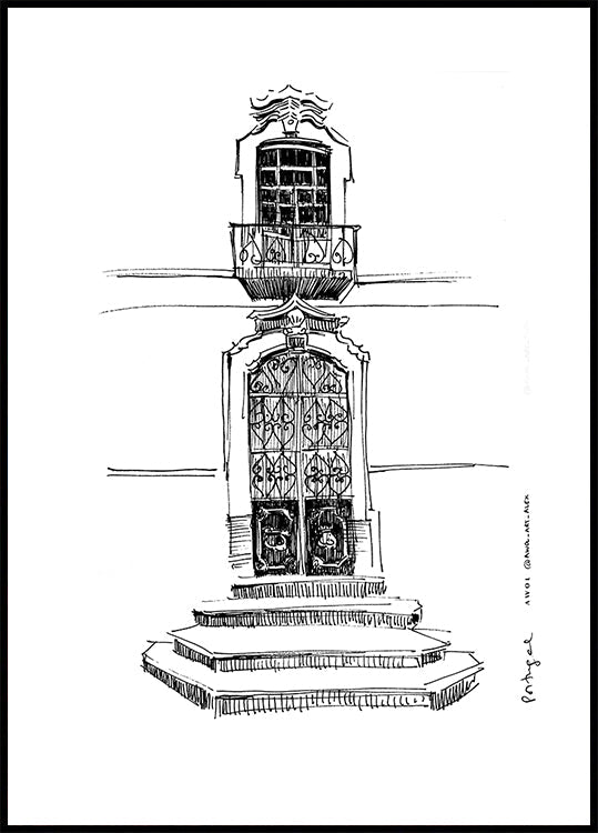 Pôster Desenho da Cidade dos Portais de Portugal