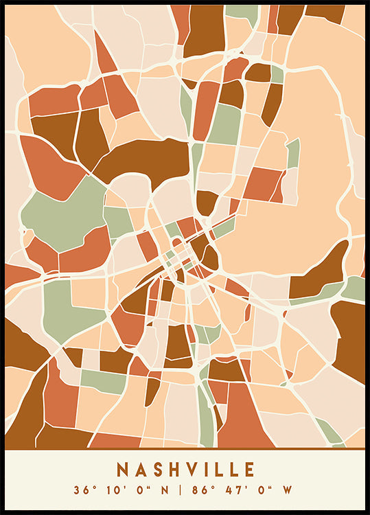 Póster Mapas Pretos Tons de Terra 59