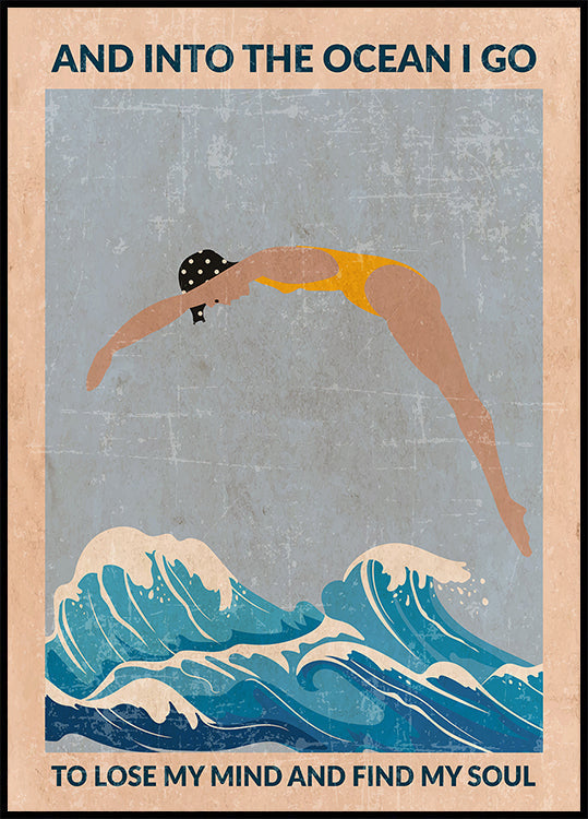 Arte de parede padrão Into the Ocean (azul)