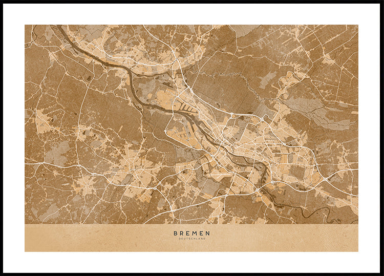 Mapa vintage sépia de Bremen Alemanha (NOVO)