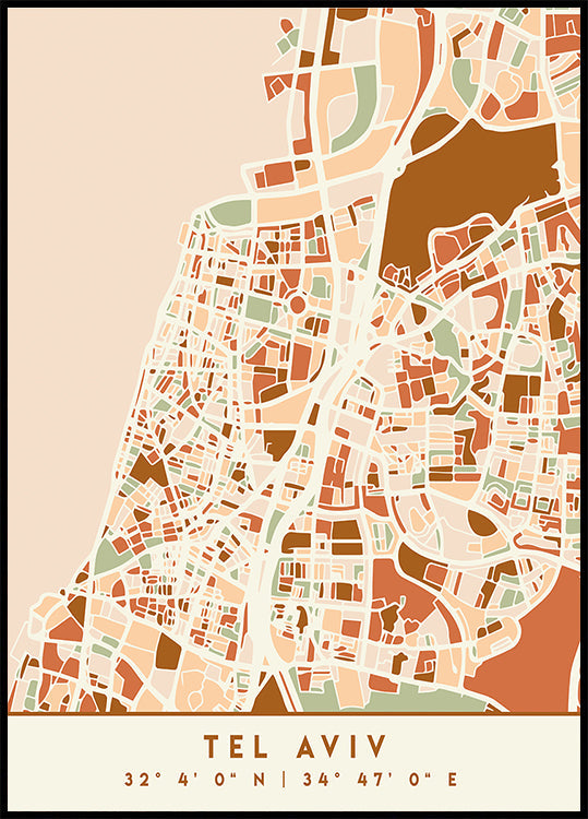 Póster Mapas Pretos Tons de Terra 87