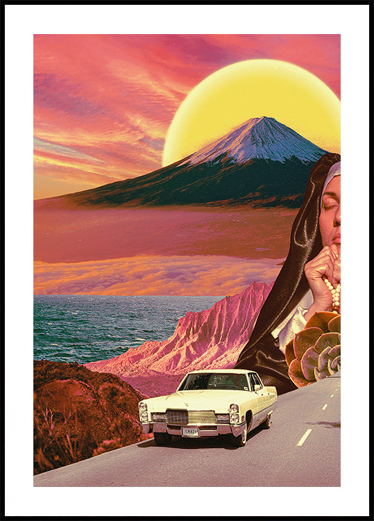 Colagem de paisagem retrô