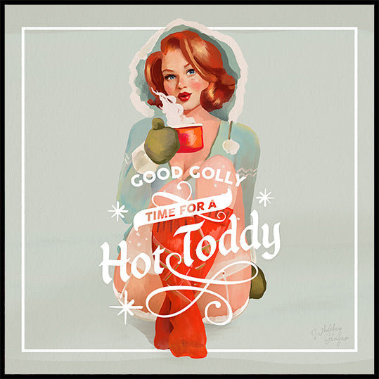 Arte quente de coquetel de inverno vintage Toddy Redhead (NOVO)