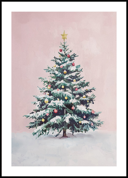 Póster Árvore de Natal coberta de neve