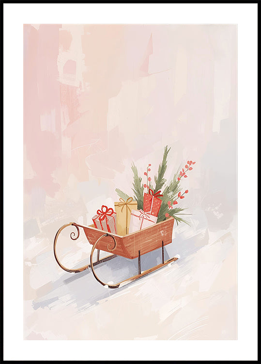 Póster Schlitten mit Geschenken