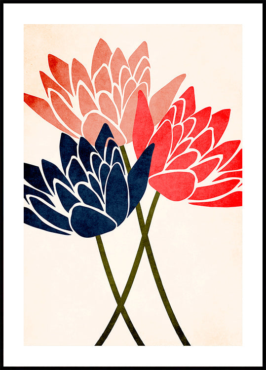 Três flores dançantes