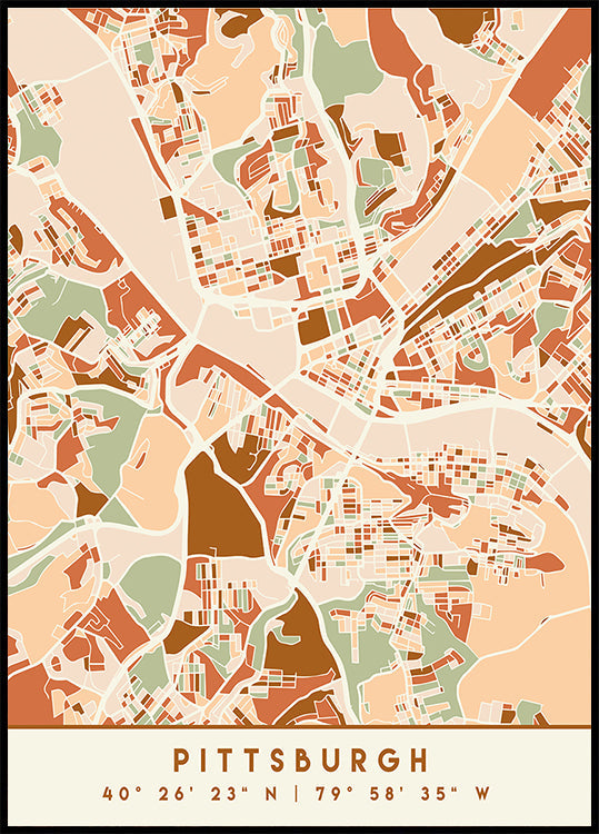 Póster Mapas Pretos Tons de Terra 67