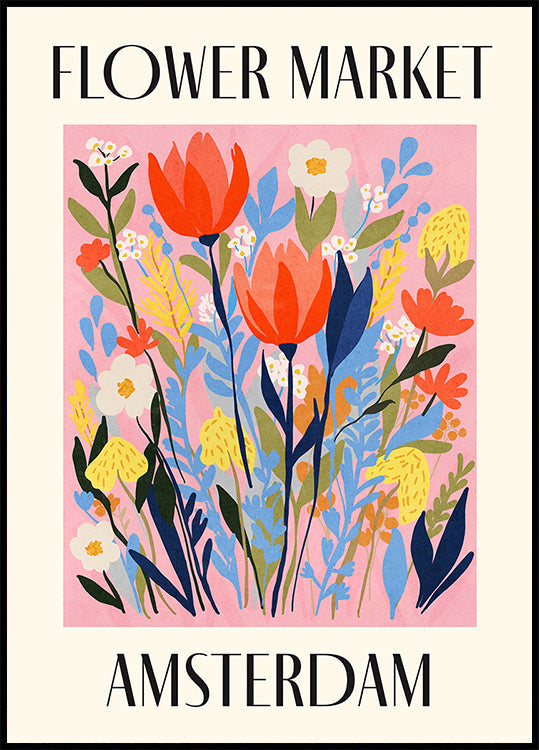 Póster Mercado de flores Amsterdã Países Baixos