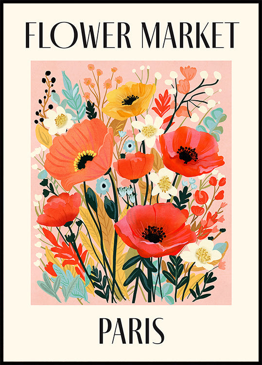 Póster Mercado de Flores Paris França