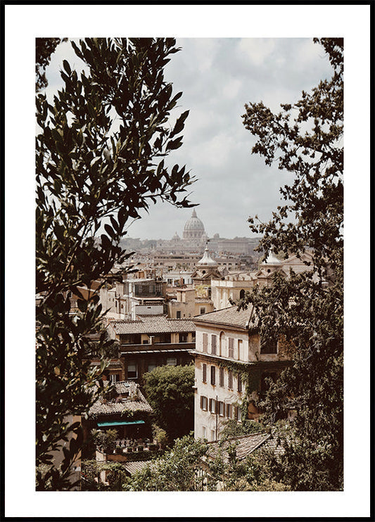 Vista de Roma com a Basílica de São Pedro Poster