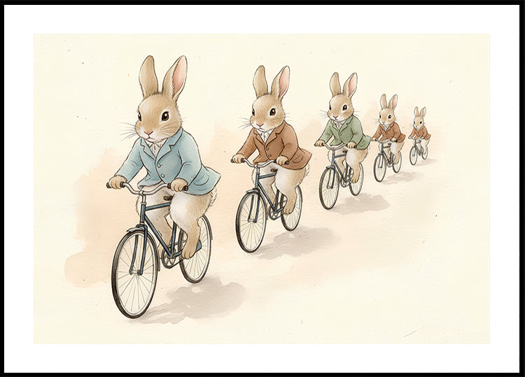 Poster Amigos coelhinhos em bicicletas