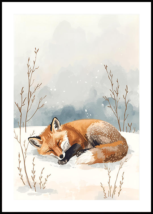 Pôster Schlafender Fuchs em Schnee