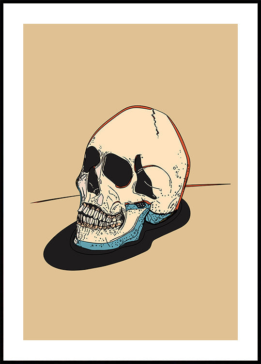 Pôster Ilustração do crânio em um fundo bege