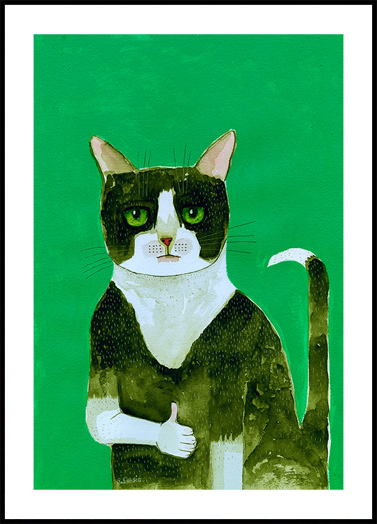 Gato de smoking polegar para cima