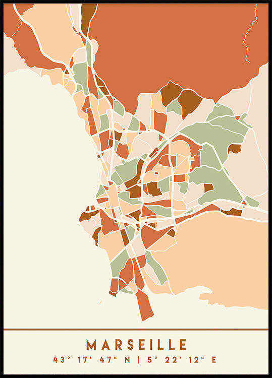 Póster Mapas Pretos Tons de Terra 48
