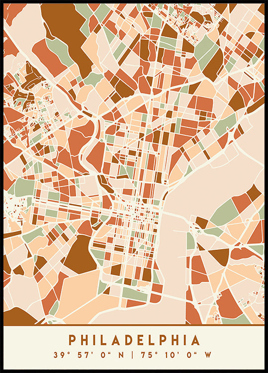 Póster Mapas Pretos Tons de Terra 65
