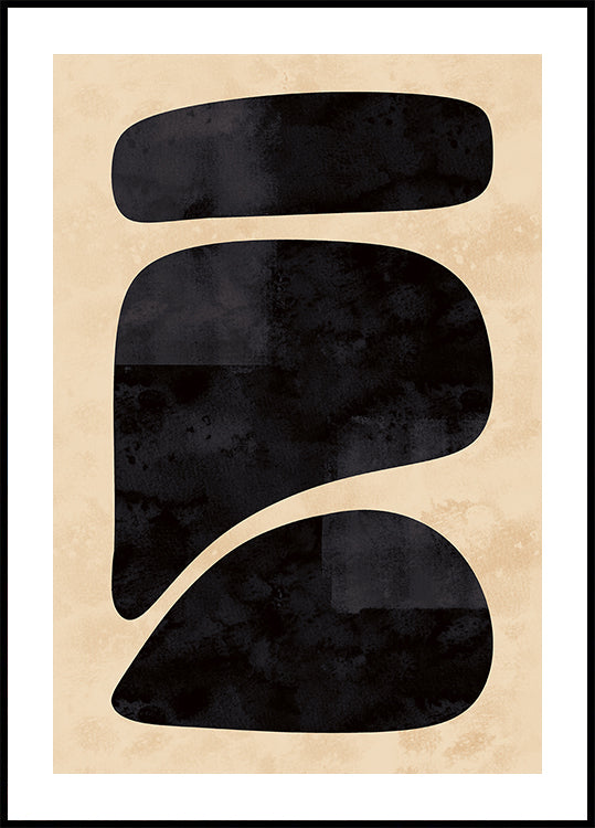 Pôster de formas pretas mínimas