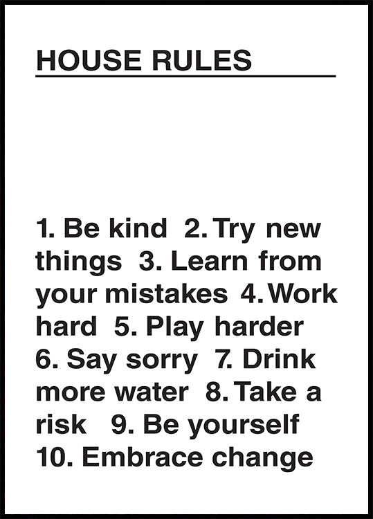 Pôster de regras da casa