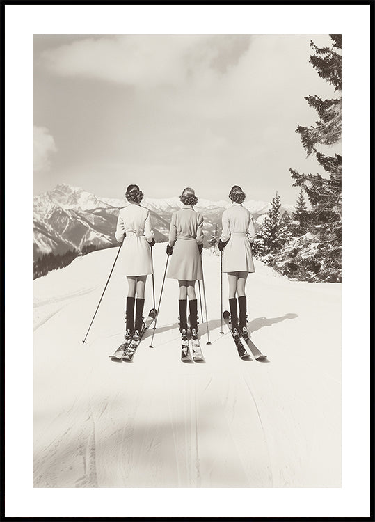 Poster Vintage Glamour Skiers