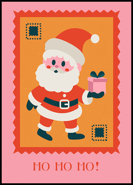 Póster Ho ho ho - Papai Noel com presente