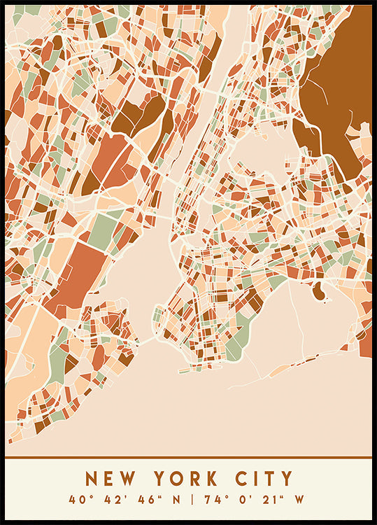 Póster Mapas Pretos Tons de Terra 61