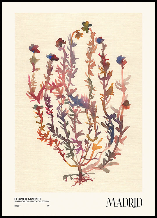 Coleção de estampas em aquarela. Mercado de flores - Madri