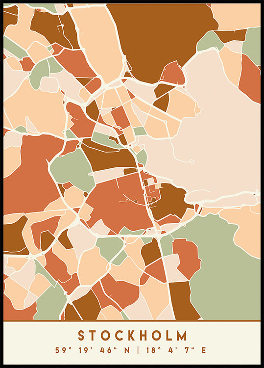 Póster Mapas Pretos Tons de Terra 83