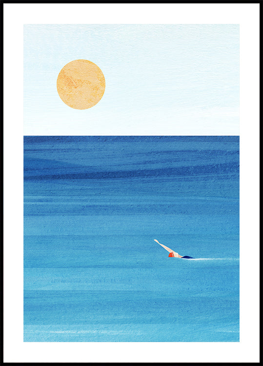 Póster de natação no mar