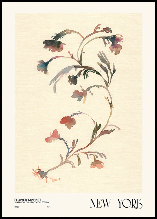 Coleção de estampas em aquarela. Mercado de flores - Nova York