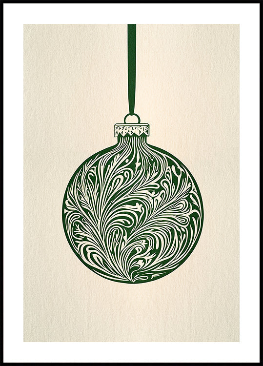 Póster Bauble de Natal Verde Oliva