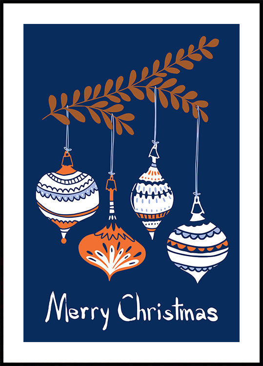 Póster Pequenos enfeites de Natal azuis