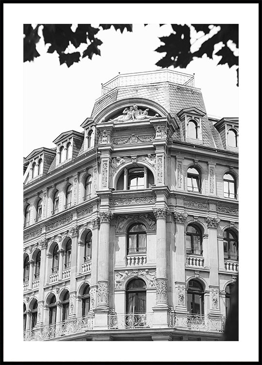Pôster Townhouse barroco de Viena preto e branco