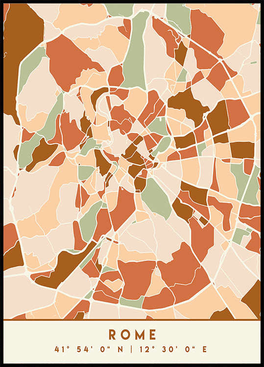Póster Mapas Pretos Tons de Terra 72