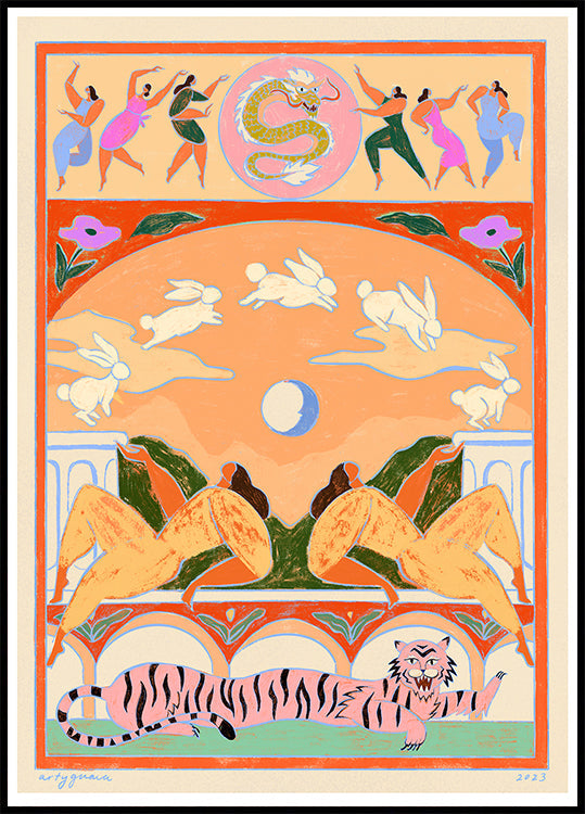 Pôster Coelho salta sobre a lua