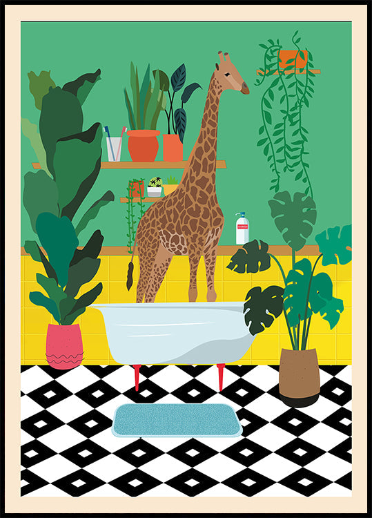 Hora do banho da girafa