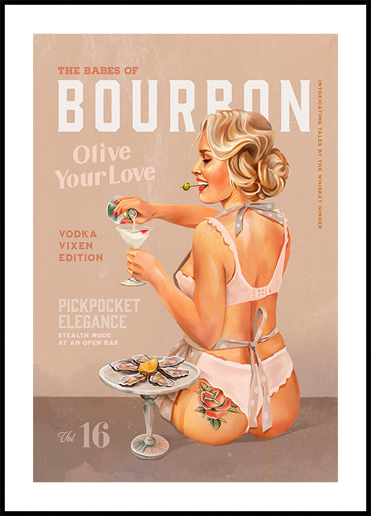 Pôster Bourbon Babe Vol 16 Vintage Vodka Martini Pin Up Girl