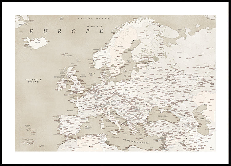 Mapa detalhado da Europa com aparência vintage (NOVO)