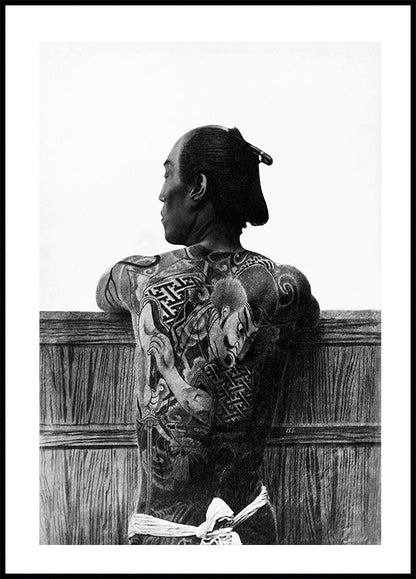 Homem com tatuagem por Kusakabe Kimbei Poster 