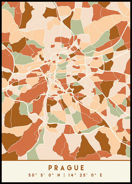Póster Mapas Pretos Tons de Terra 69