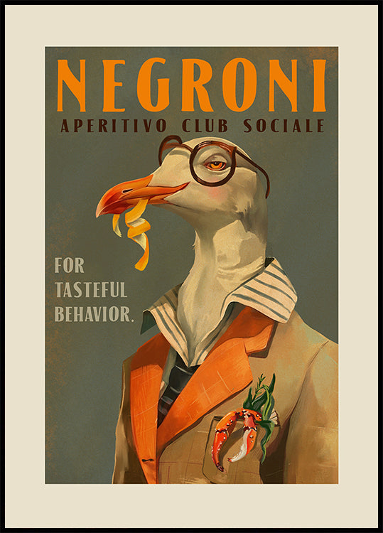 Pôster Vintage Art Deco Negroni de uma gaivota extravagante