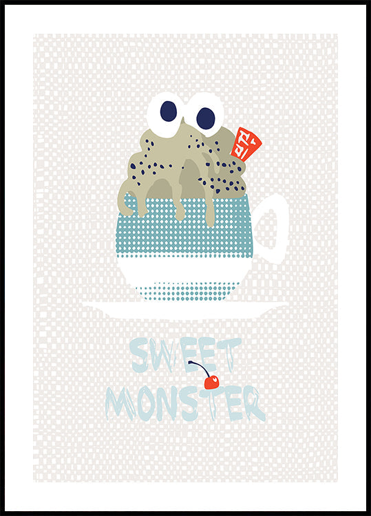 Póster Sweet monster cupcake mint