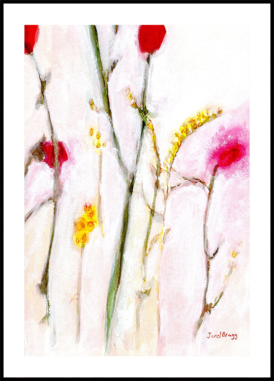 Póster Floral em laranja e lilás