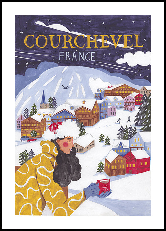 Póster Mulher de viagem na França, Courchevel