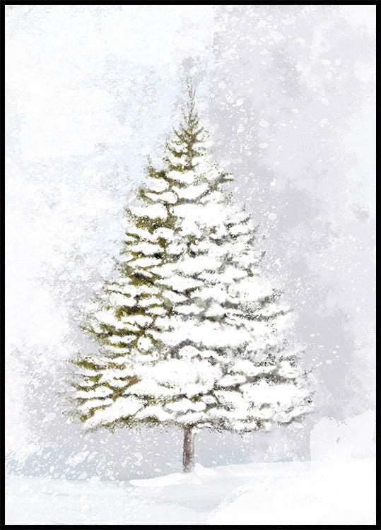 Póster Lone fir in the snow