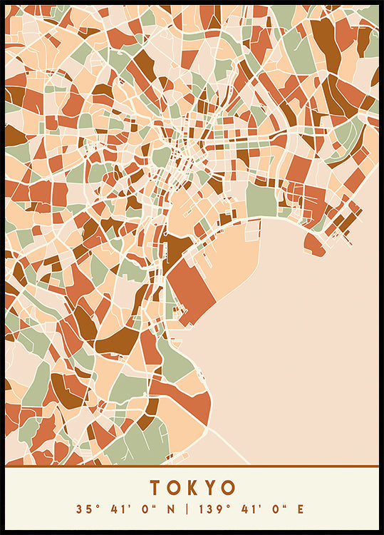 Póster Mapas Pretos Tons de Terra 88